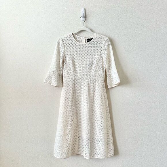 Needle & Thread Eyelet Knee Length Dress in Ivory Size 4 - Picture 2 of 9